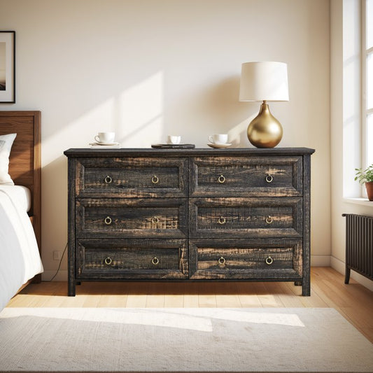 Farmhouse 6/7/8-Drawer Dresser, Vintage Rustic Wood Chest with Natural Texture