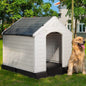 34Inch Large Plastic Dog House - Waterproof Dog Kennel with Air Vents and Elevated Floor All Weather Indoor Outdoor Insulated Doghouse Puppy Shelter Easy to Assemble