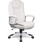 Big and Tall Office Chair Computer Desk Chair - Ergonomic High Back Lumbar Support Home Office Chair with Padded Flip-up Arms, Adjustable Height Leather Office Executive Chair (White)