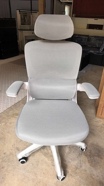 Ergonomic Office Chair with Tilt-Lock, Home Office Desk Chair with Auto Lumbar Support, High Back Mesh Desk Chair with Adjustable Headrest, Swivel Task Chair or Study Room Bedroom,Light Gray