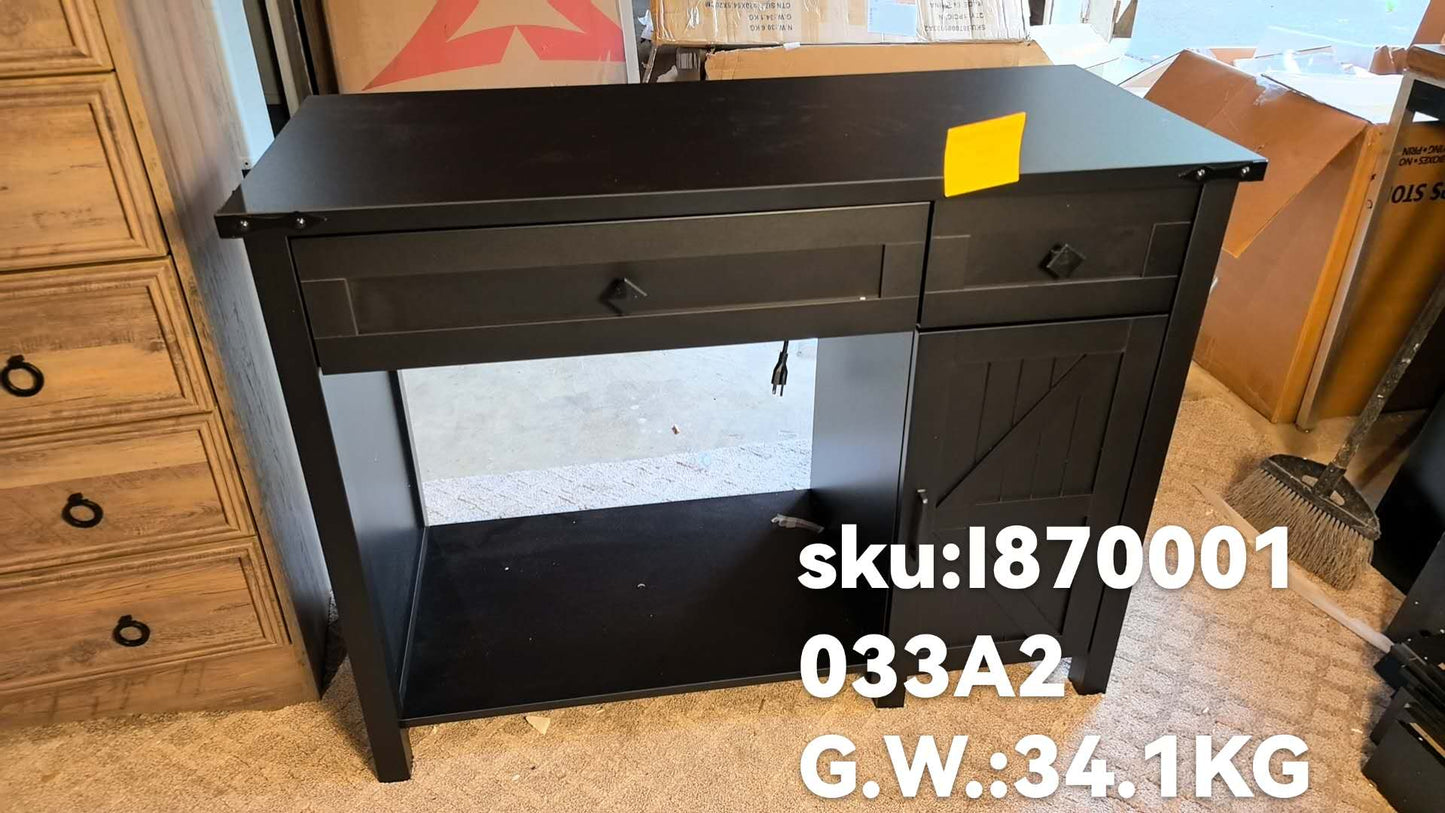 40 Gallon Aquarium Stand With Charging Station, Farmhouse Fish Tank Stand, Reptile Tank Stand Terrarium Stand with Drawer and Cabinet Storage, Sturdy Heavy Duty 41.9"×18.3" Tabletop - Black