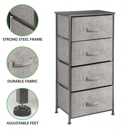RBA1 HW46012BK Tall Dresser Storage Tower Stand with 4 Fabric Drawers