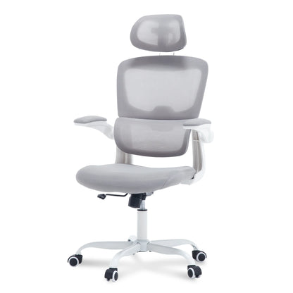 Ergonomic Office Chair with Tilt-Lock, Home Office Desk Chair with Auto Lumbar Support, High Back Mesh Desk Chair with Adjustable Headrest, Swivel Task Chair or Study Room Bedroom,Light Gray