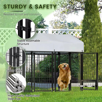 8x4x4 Outside Dog Kennel with Roof for Large Dogs