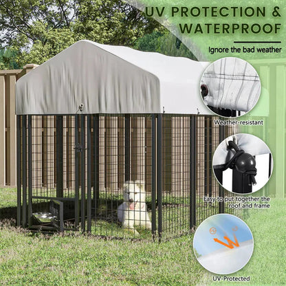 8x4x4 Outside Dog Kennel with Roof for Large Dogs
