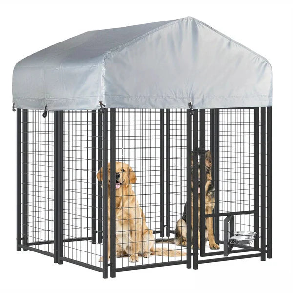 8x4x4 Outside Dog Kennel with Roof for Large Dogs