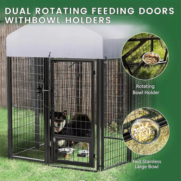 8x4x4 Outside Dog Kennel with Roof for Large Dogs