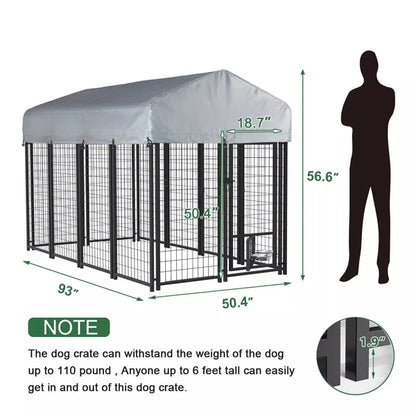 8x4x4 Outside Dog Kennel with Roof for Large Dogs