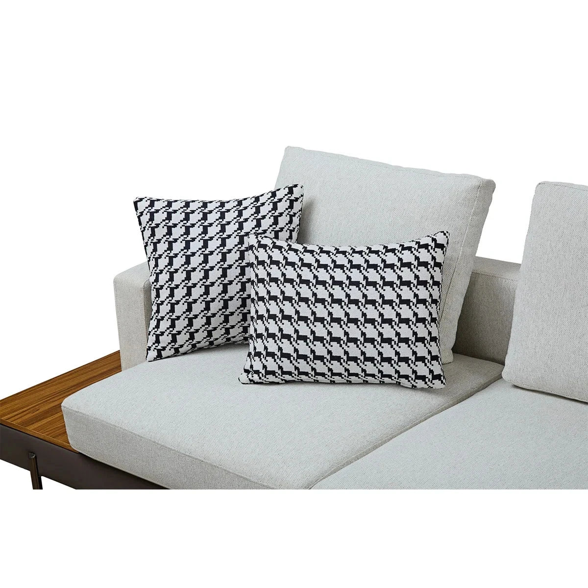 147.2'' Upholstered Sofa with USB, Cotton Fabric, Modern 4 Seat Couch w/ Shelves