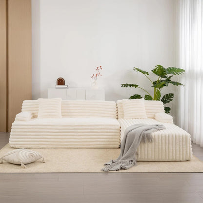 110" Modern Cloud Sectional Sofa, Free Combination Upholstered Couch w/ 2-Pillow