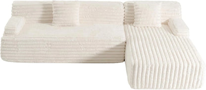 110" Modern Cloud Sectional Sofa, Free Combination Upholstered Couch w/ 2-Pillow