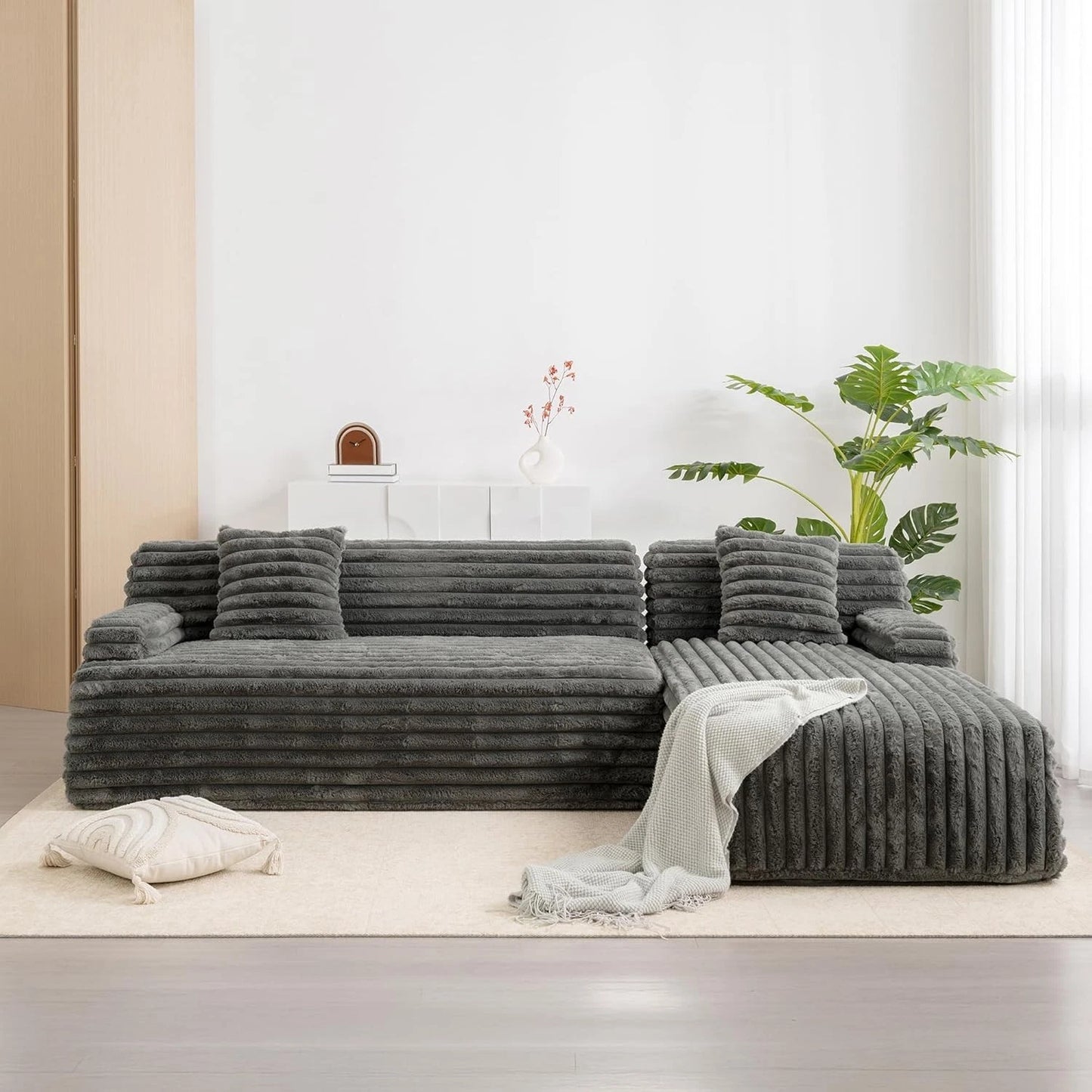 110" Modern Cloud Sectional Sofa, Free Combination Upholstered Couch w/ 2-Pillow