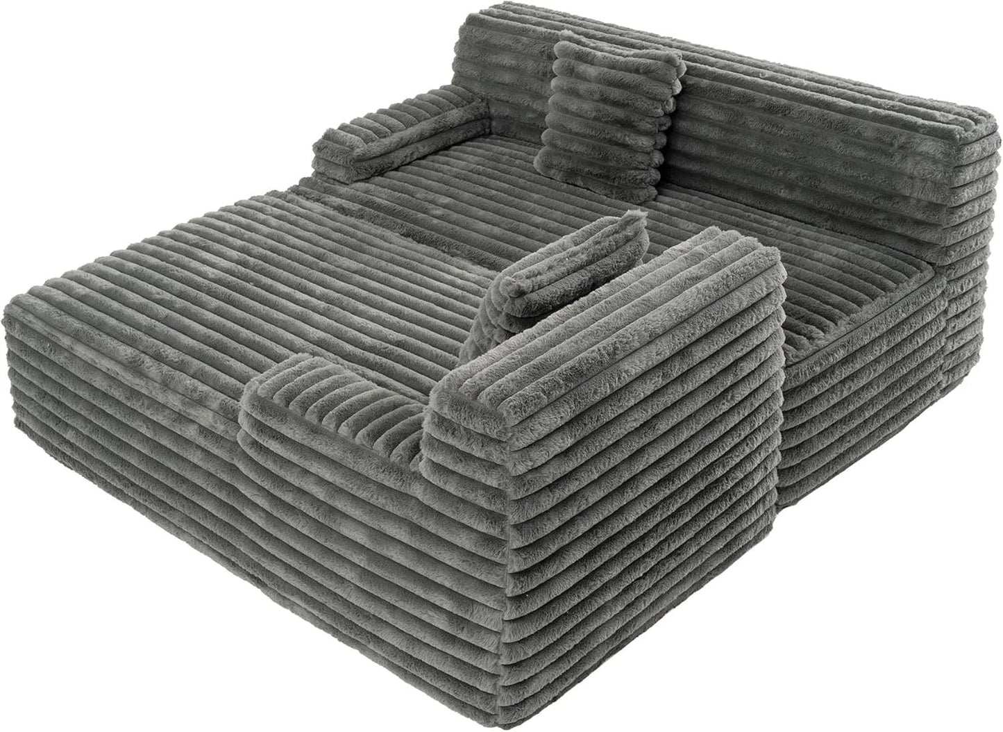 110" Modern Cloud Sectional Sofa, Free Combination Upholstered Couch w/ 2-Pillow