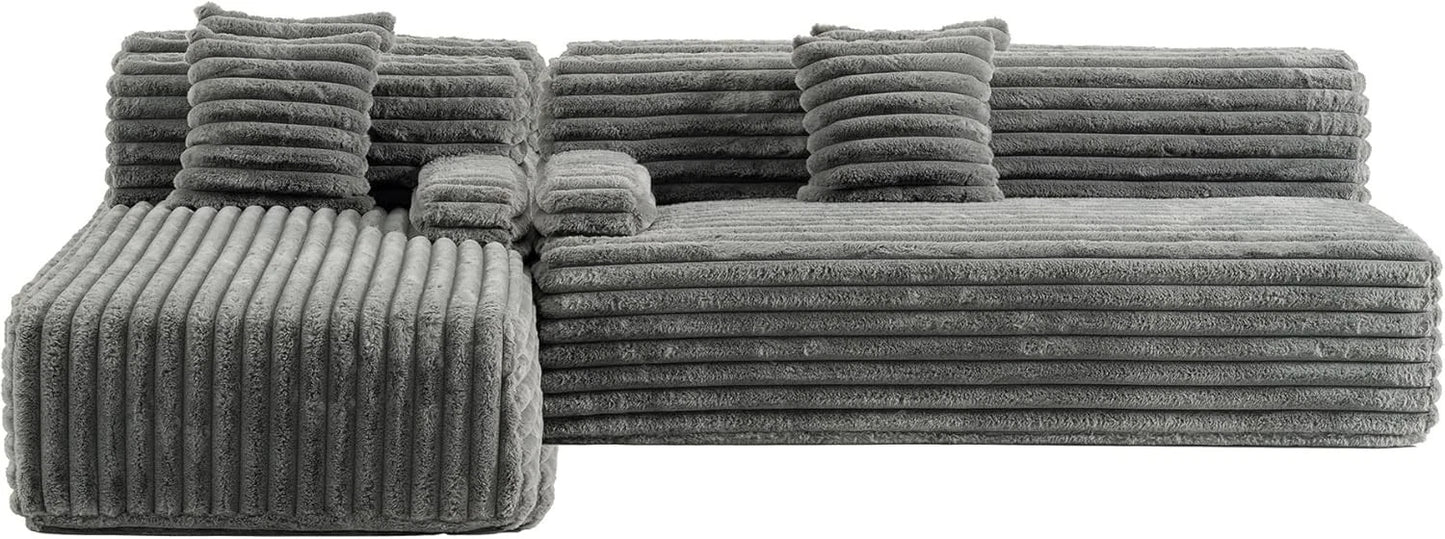 110" Modern Cloud Sectional Sofa, Free Combination Upholstered Couch w/ 2-Pillow