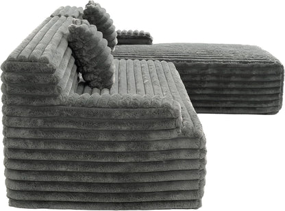 110" Modern Cloud Sectional Sofa, Free Combination Upholstered Couch w/ 2-Pillow