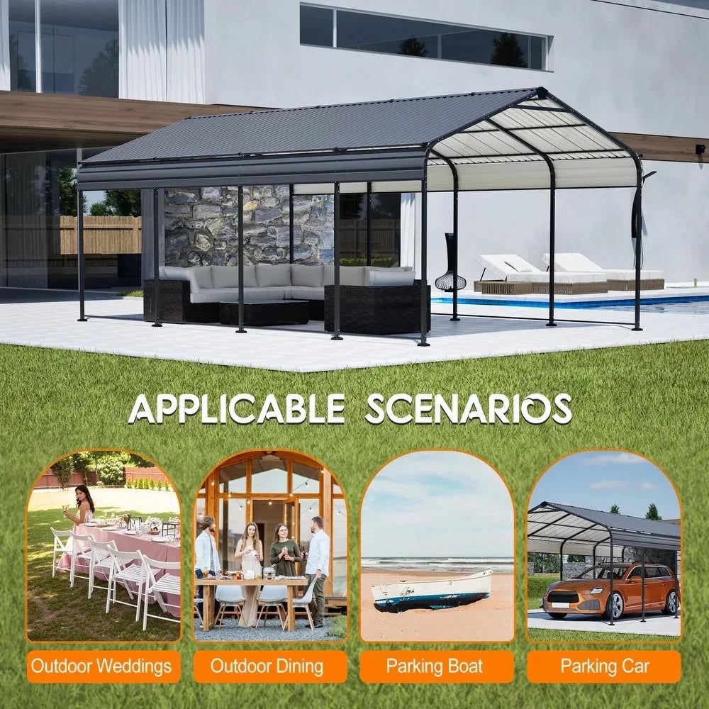 13×28.3ft Carport Outdoor Heavy Duty Metal Galvanized Car Shelter Garage Gazebo