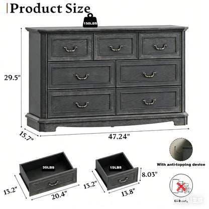 Farmhouse 7/8-Drawer Dresser, Vintage Rustic Wood Chest with Natural Texture