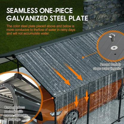 13×28.3ft Carport Outdoor Heavy Duty Metal Galvanized Car Shelter Garage Gazebo
