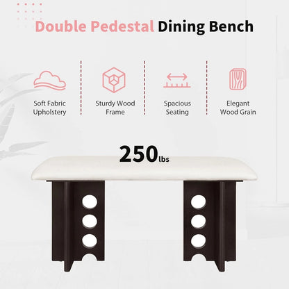 Modern 6PC Dining Table Set w/ 4 Upholstered Rattan Back Chairs & Bench Espresso