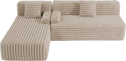 110" Modern Cloud Sectional Sofa, Free Combination Upholstered Couch w/ 2-Pillow