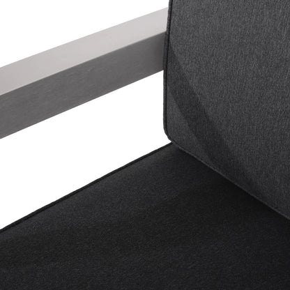 Outdoor Aluminum Loveseat with Cushions, Silver & Charcoal, 2-Seater Patio Sofa