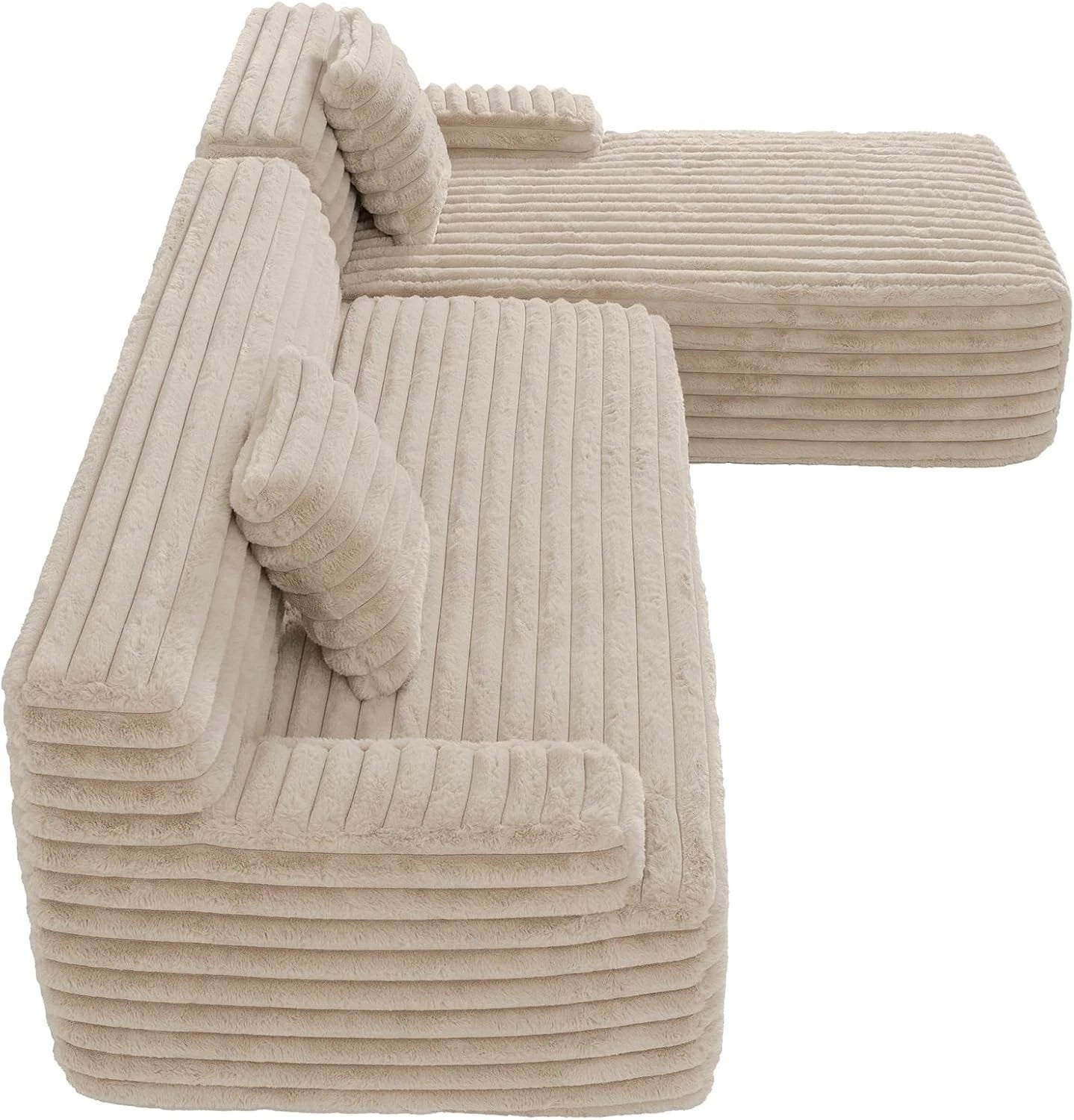 110" Modern Cloud Sectional Sofa, Free Combination Upholstered Couch w/ 2-Pillow