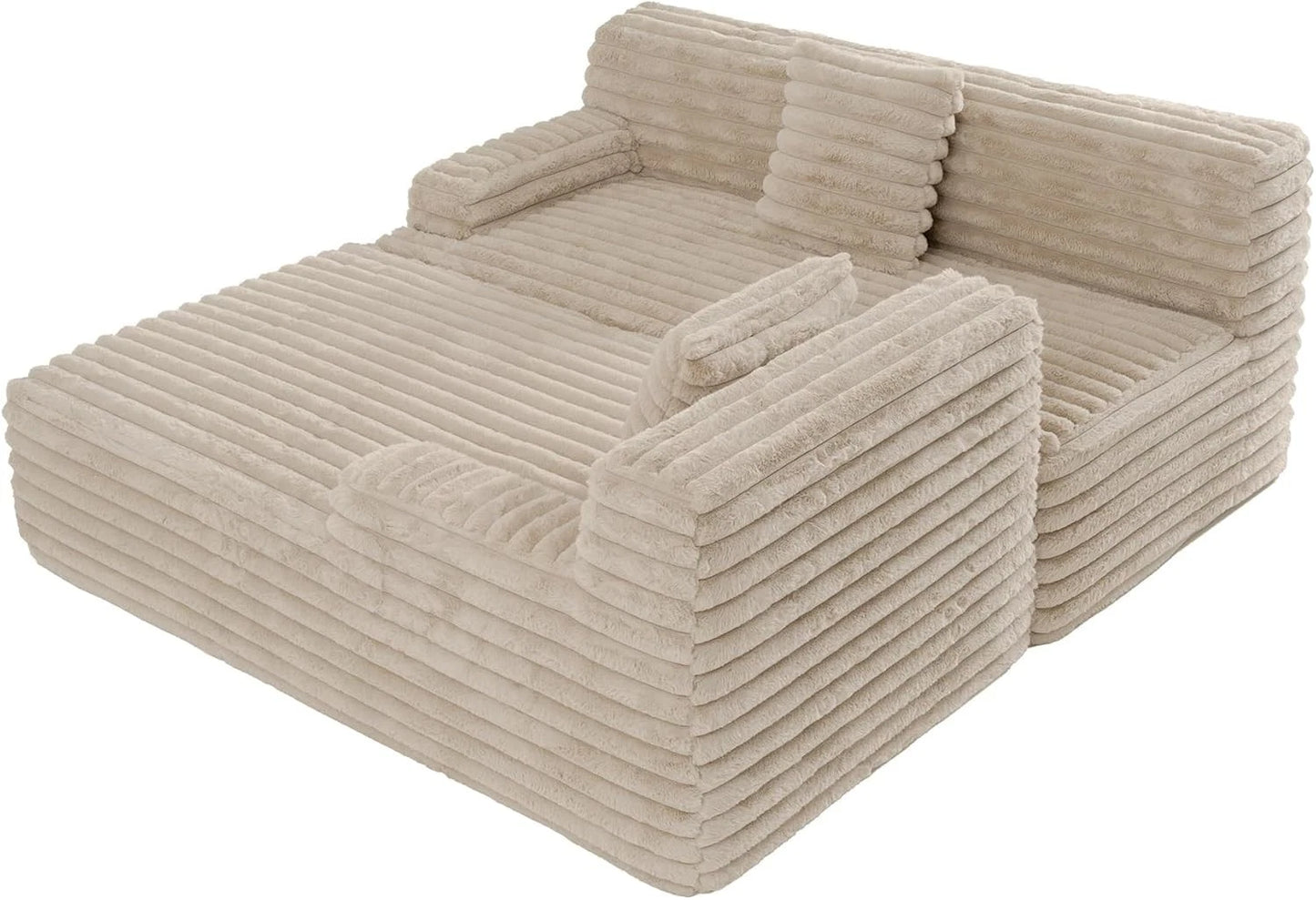 110" Modern Cloud Sectional Sofa, Free Combination Upholstered Couch w/ 2-Pillow