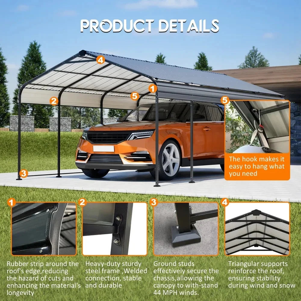 13×28.3ft Carport Outdoor Heavy Duty Metal Galvanized Car Shelter Garage Gazebo