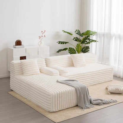 110" Modern Cloud Sectional Sofa, Free Combination Upholstered Couch w/ 2-Pillow