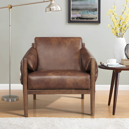 29.5'' Wide Vegan Leather Upholstered Accent Chair with Removable Arm Cushions