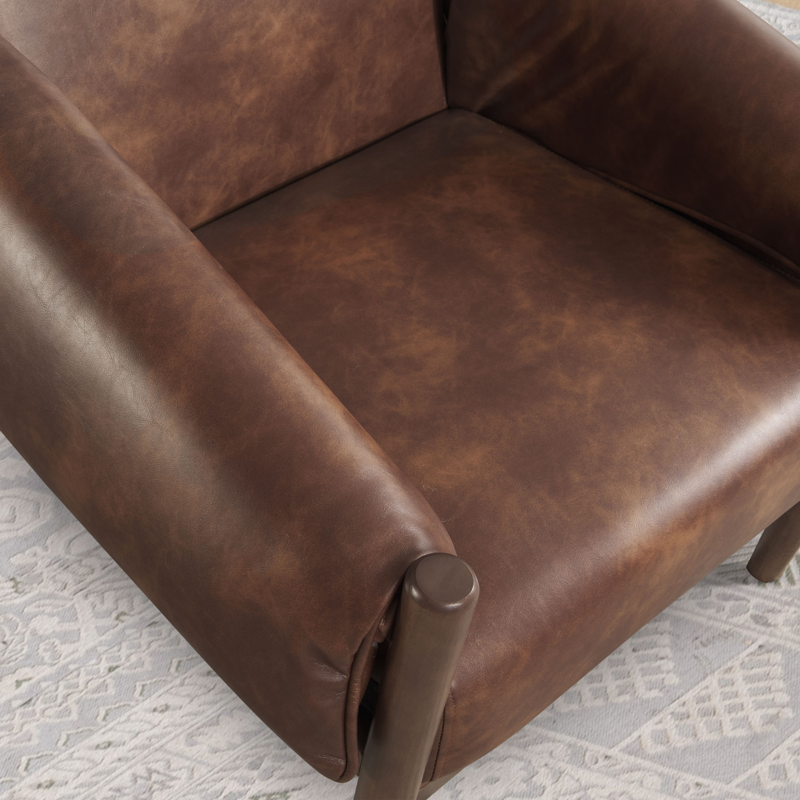 29.5'' Wide Vegan Leather Upholstered Accent Chair with Removable Arm Cushions