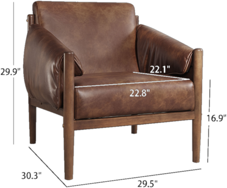 29.5'' Wide Vegan Leather Upholstered Accent Chair with Removable Arm Cushions