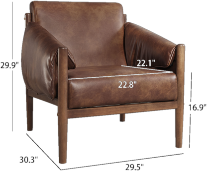 29.5'' Wide Vegan Leather Upholstered Accent Chair with Removable Arm Cushions