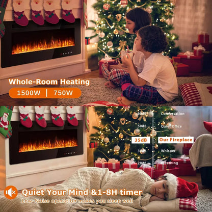 30 inch Ultra-Thin Wall Mounted & Recessed Electric Fireplace