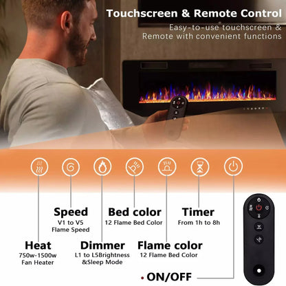30 inch Ultra-Thin Wall Mounted & Recessed Electric Fireplace